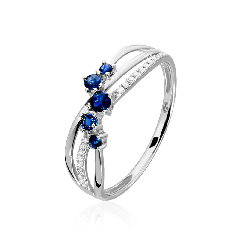 Anello Fascia Charlotte Oro Bianco Zaffiro Diamante - Spannringe Damen | OROVIVO