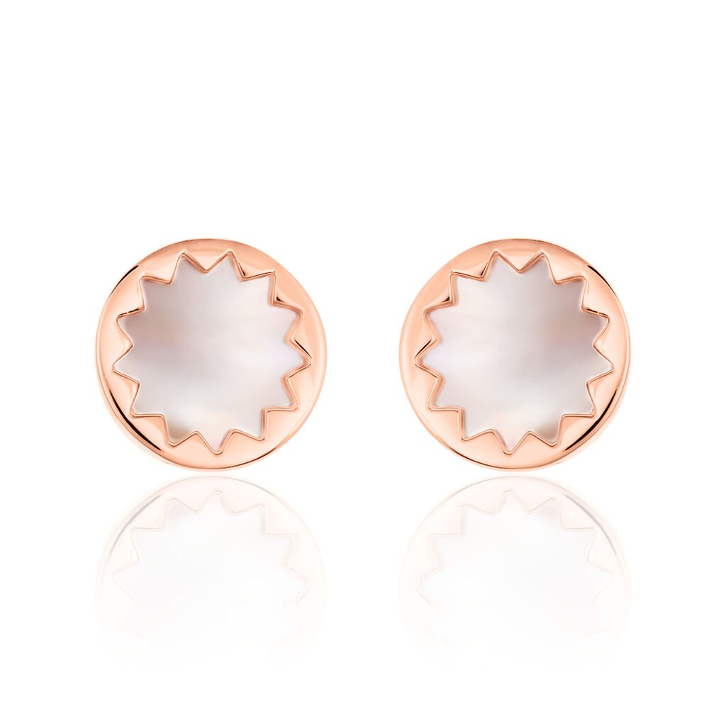 MILANKA Damen Ohrstecker Silber rosevergoldet 925 Perlmutt Perlmutt Sonne, Ohrstecker mit Stein