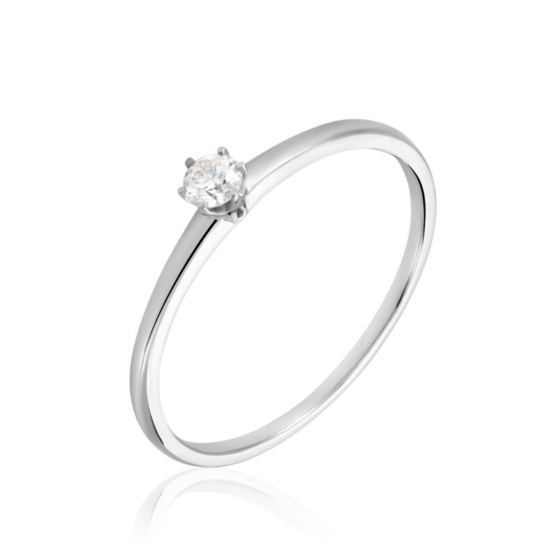 Bague Solitaire Natalia Or Blanc Diamant - Spannringe Damen | OROVIVO