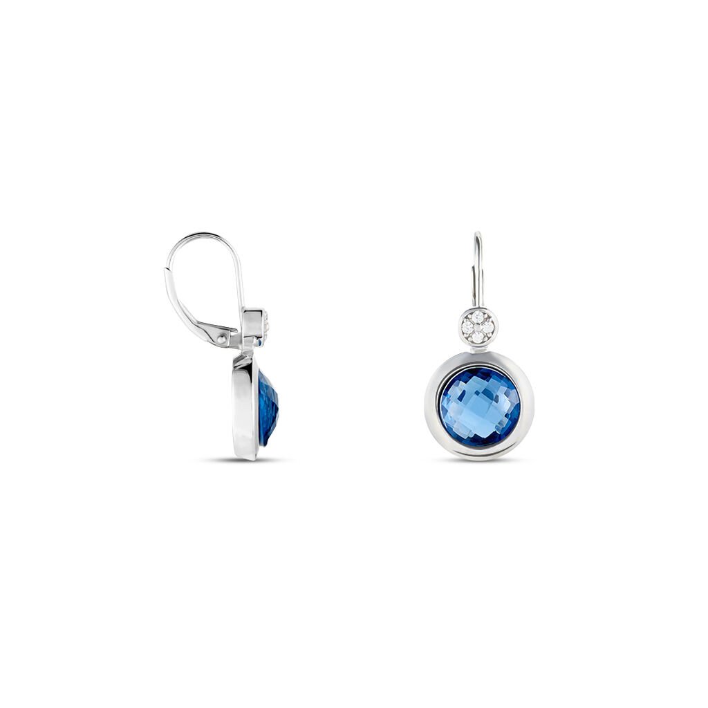 Walya Damen Ohrringe Lang Silber 925 Glas Blau Kreis