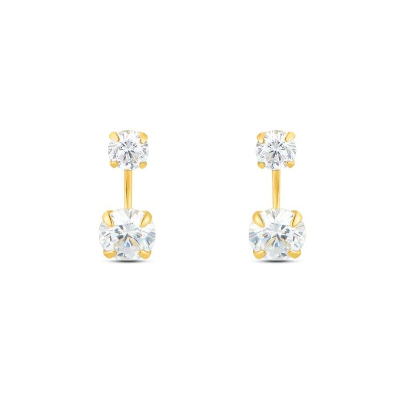 Orecchini Lobo Doppio Punto Luce Bon Ton Oro Giallo Cubic Zirconia - Spannringe Damen | OROVIVO