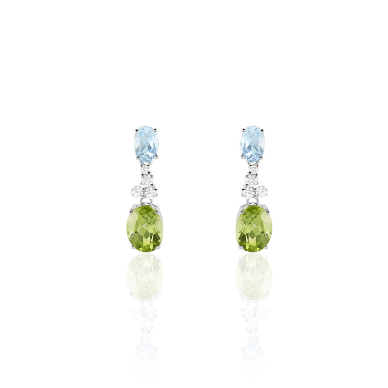 Damen Ohrstecker Weißgold 375 Peridot Grün 4,1ct Oval Layla 2  - Ohrstecker Damen | OROVIVO
