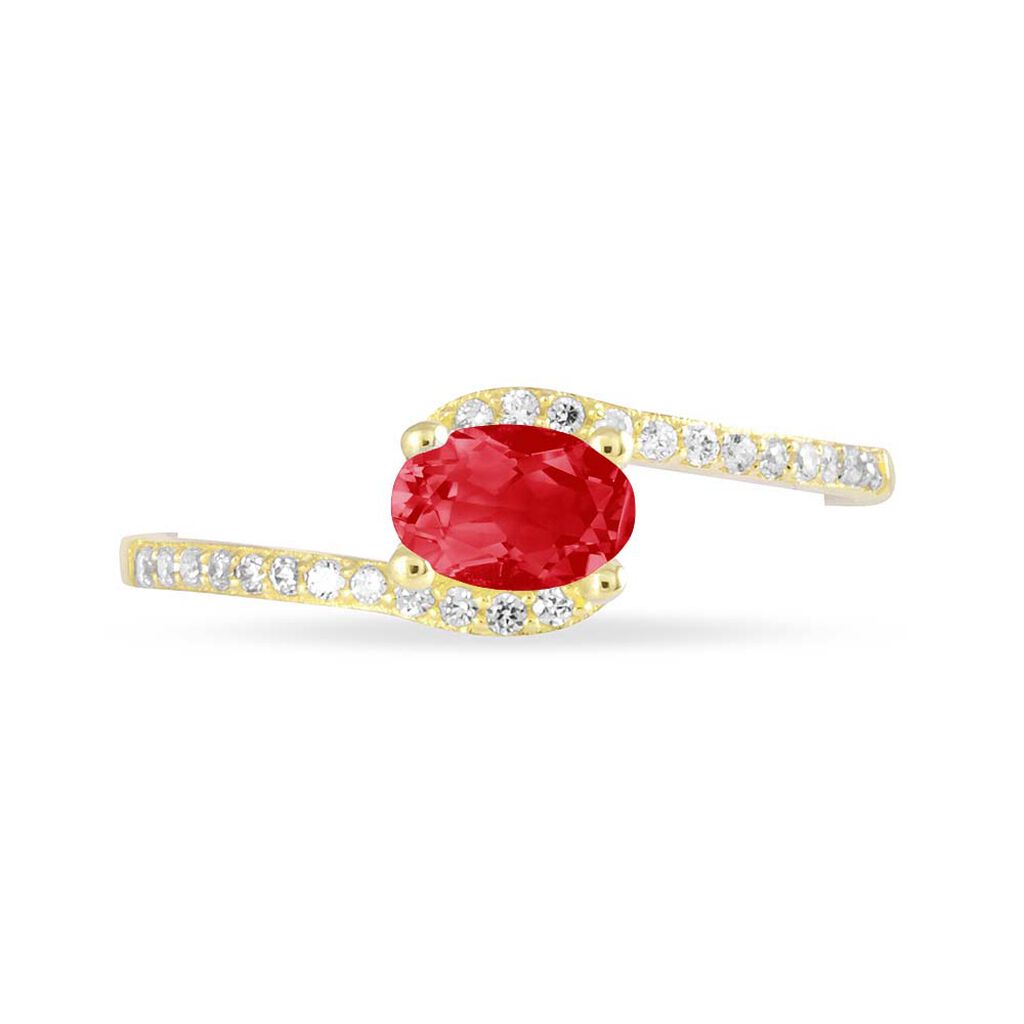 Bague Loriane Or Jaune Rubis Et Diamant - Spannringe Damen | OROVIVO