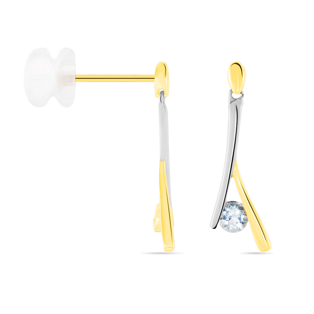 Boucles D'oreilles Pendantes Madli Or Bicolore Topaze - Spannringe Damen | OROVIVO