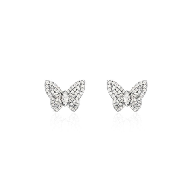 SUNA Damen Ohrstecker Silber 925 Zirkonia Wei&szlig; 0,23 ct Schmetterling - Ohrstecker Damen | OROVIVO