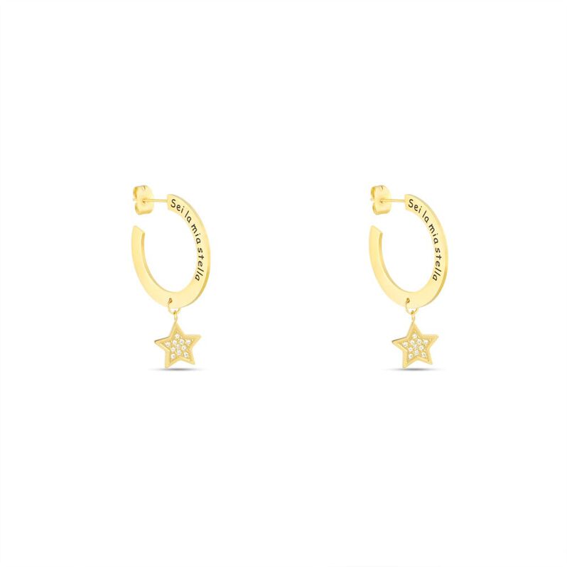 Orecchini A Cerchio Radiance Acciaio Dorato Cristallo - Spannringe Damen | OROVIVO