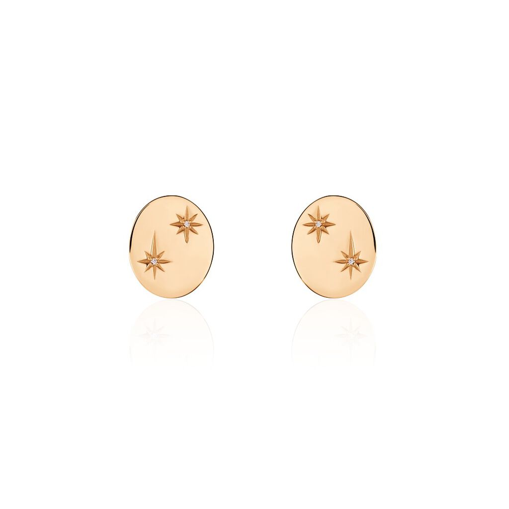 Damen Ohrstecker Silber rosevergoldet 925 Diamant 0,01ct Oval Stefanie  - Ohrstecker Damen | OROVIVO