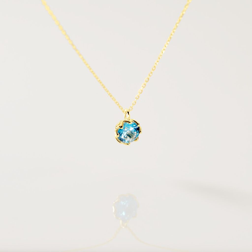 MILY Damen Collier Gold 585 (14 Karat) Topas Blau 1,02 ct