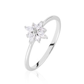Damenring Silber 925 Rhodiniert Zirkonia Stern Schneeflocke - Ringe mit Stein Damen | OROVIVO
