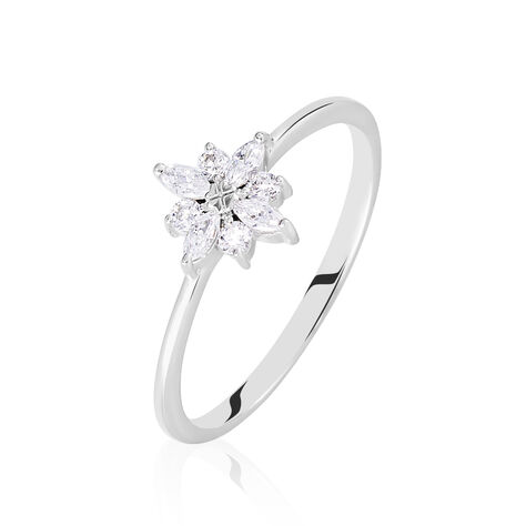 Damenring Silber 925 Rhodiniert Zirkonia Stern Schneeflocke - Ringe mit Stein Damen | OROVIVO