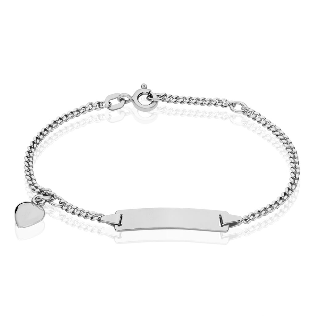🦚 Kinder Id Armband Panzerkette Silber 925 Herz, ID Armband ohne Stein