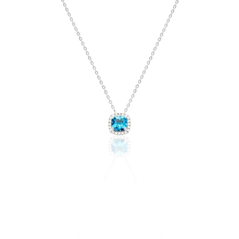 Damen Collier Weißgold 375 Kissen Blau Geometrisch Blue Crown 4,5cm - Halsketten Damen | OROVIVO