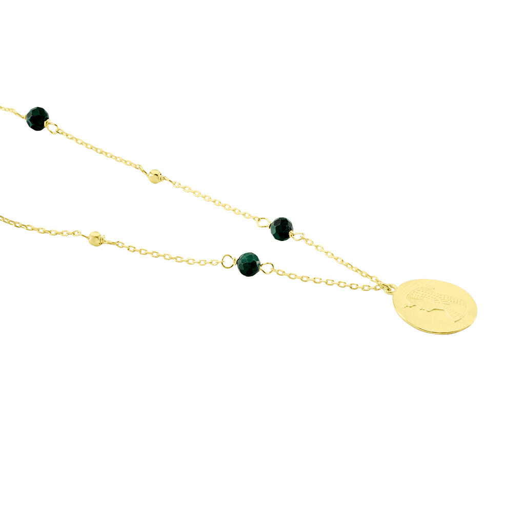 Damen Collier Gold 375 Malachit Grün 1ct Ethny - Halsketten Damen | OROVIVO
