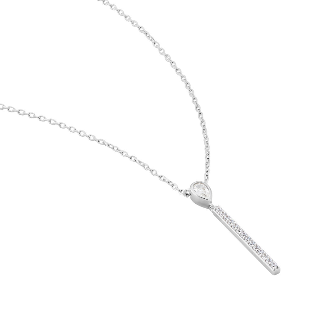 KIRILKA Damen Collier Silber 925 Zirkonia Wei&szlig; Barren