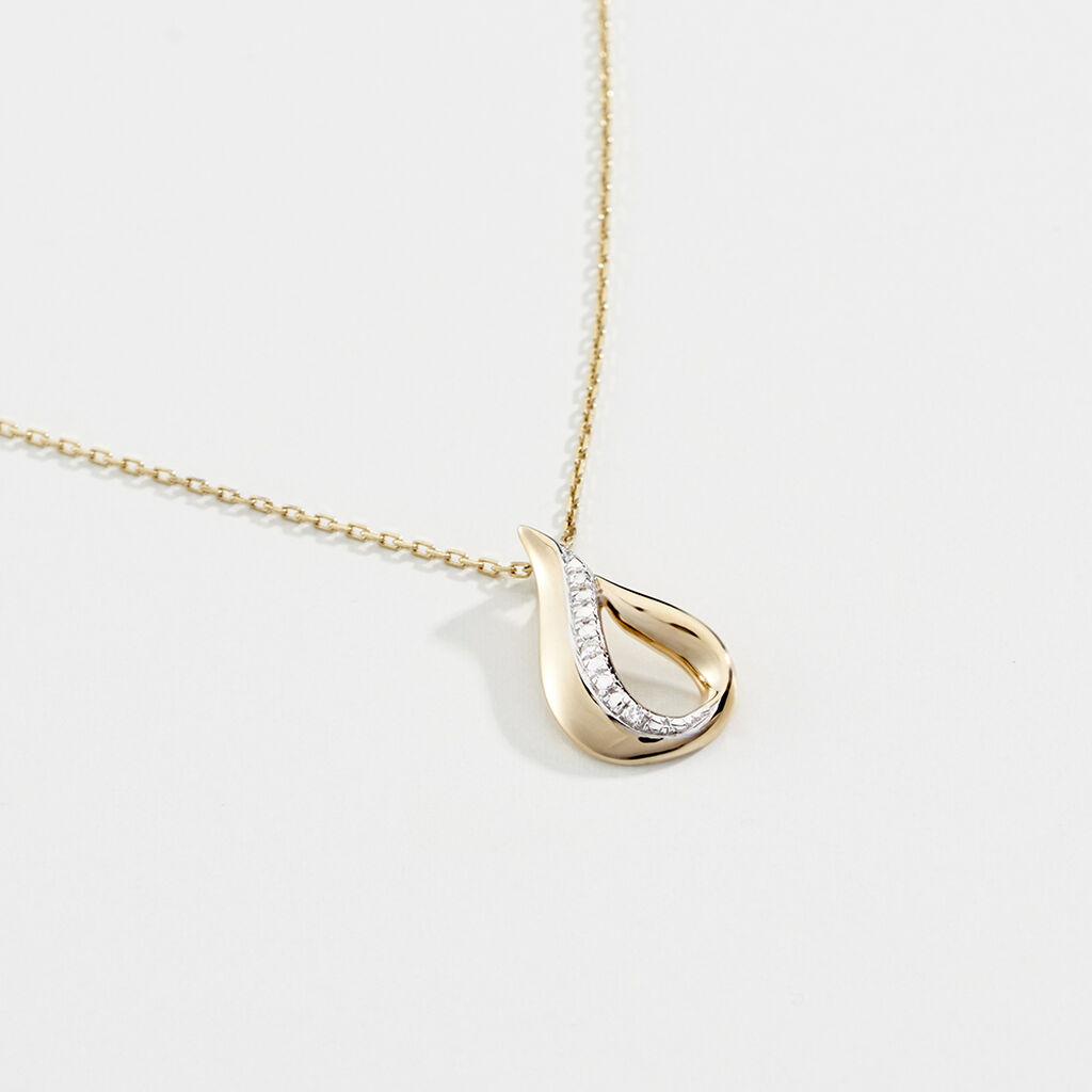 GOCCIE Damen Collier Gold 375 (9 Karat) Diamant Wei&szlig; 0,01 ct B 0,7 mm