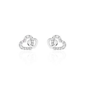Damen Ohrstecker Silber 925 Zirkonia Herz - Ohrstecker Damen | OROVIVO