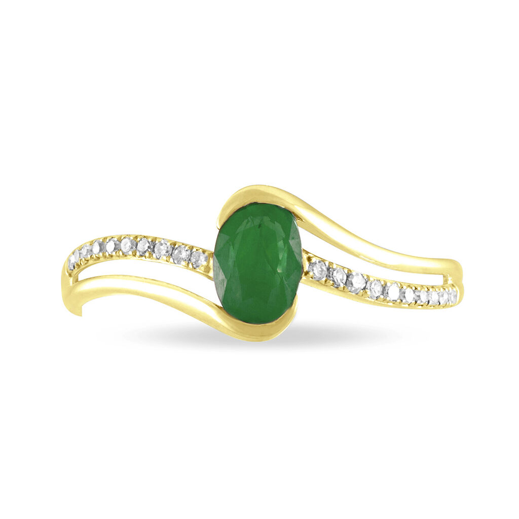 Bague Anja Or Jaune Emeraude Et Diamant - Spannringe Damen | OROVIVO