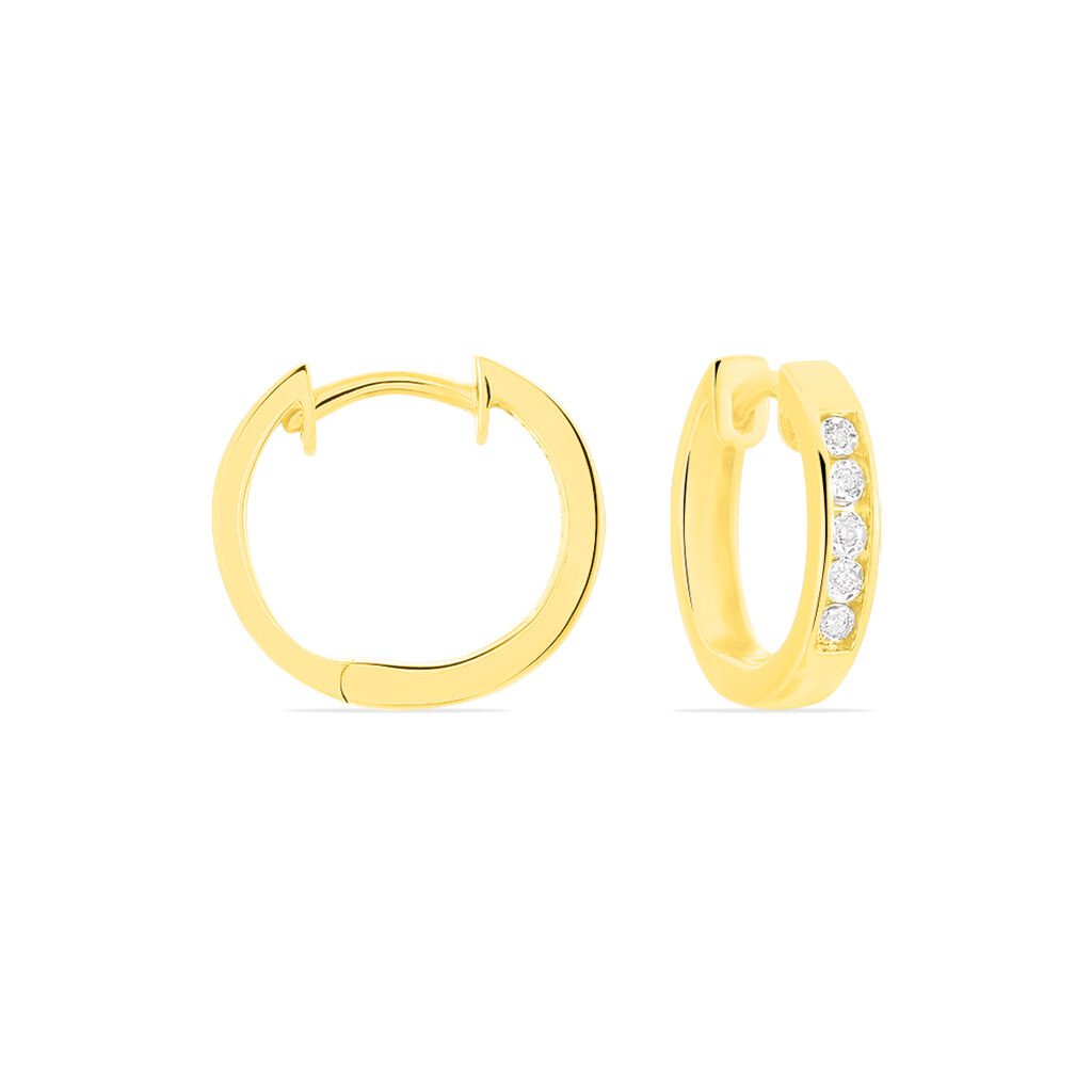 Damen Creolen Gold 375 (9 Karat) Diamant Wei&szlig; 0,04 ct B 3 mm