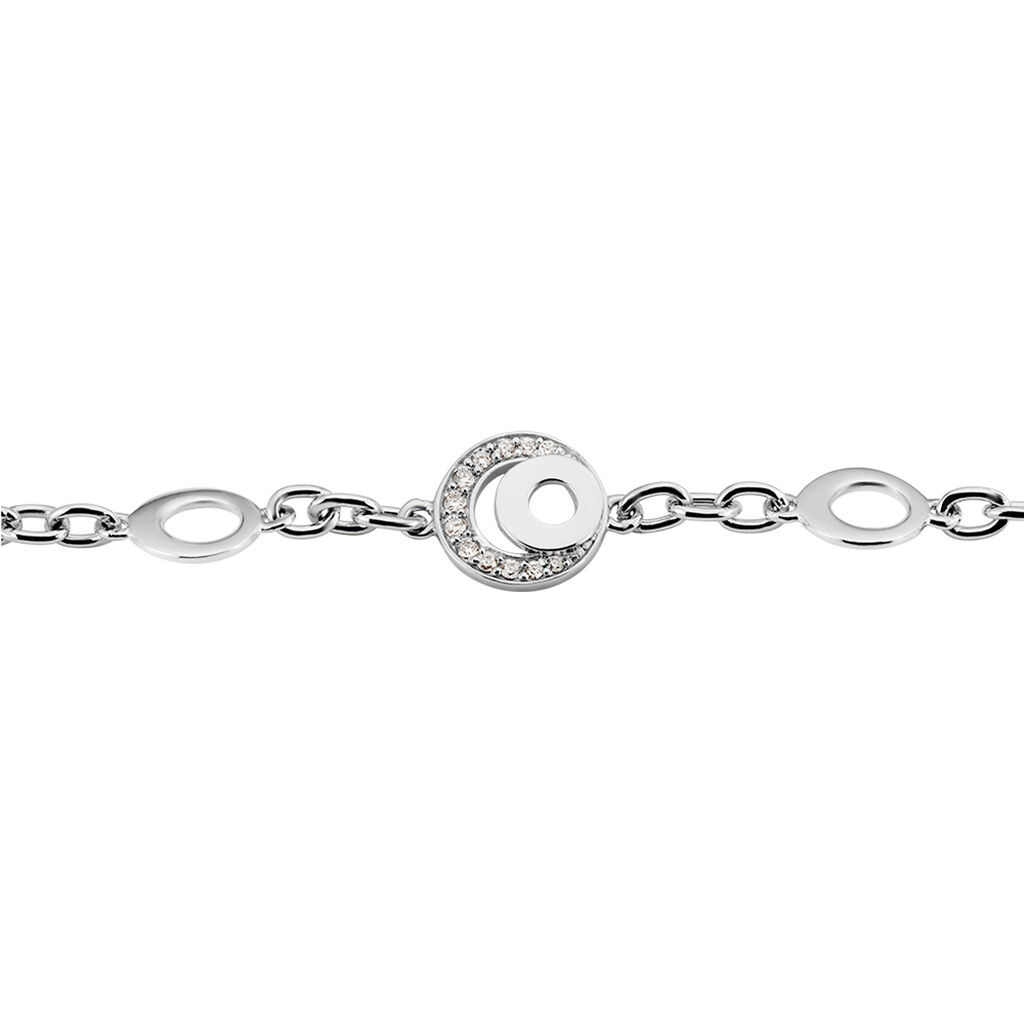BE ROUND Damen Armband Silber 925 Zirkonia Wei&szlig; Mandel