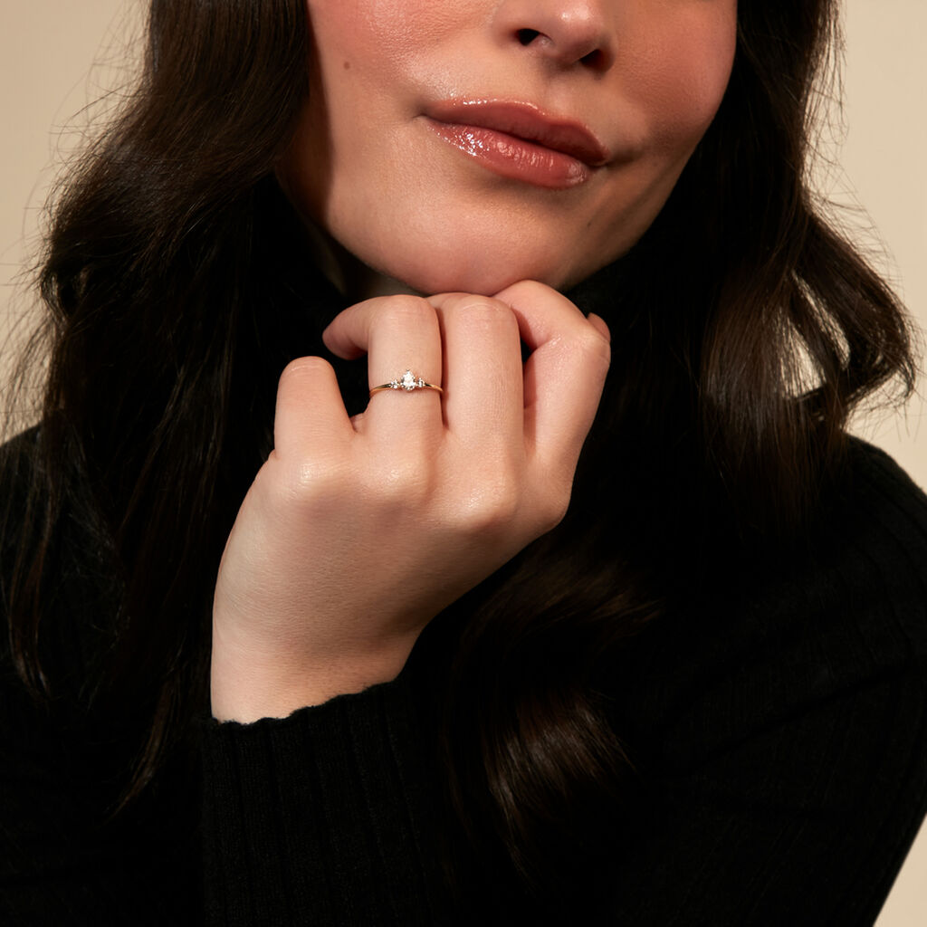 ALYSSA Damen Ring Gold 375 (9 Karat) Synthetischer Diamant Wei&szlig; 0,21 ct