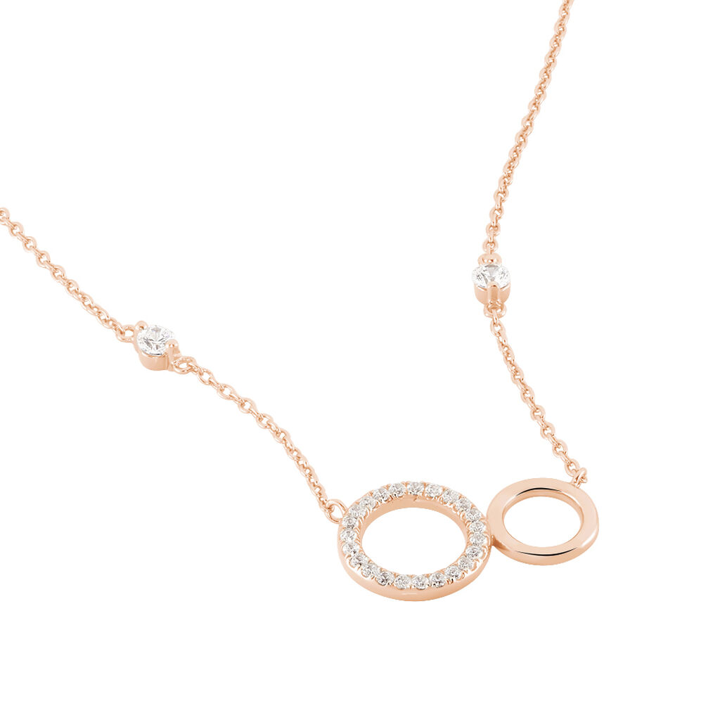 DEVOJKA Damen Collier Silber rosevergoldet 925 Zirkonia Wei&szlig; Kreis