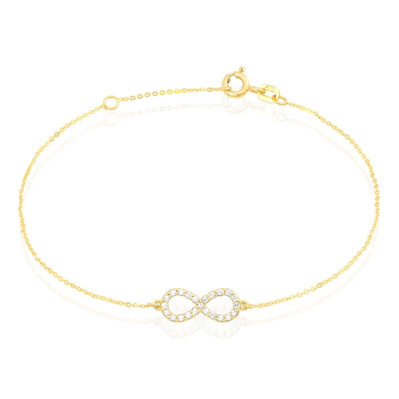 KLOTHILDA Damen Armband Gold 375 (9 Karat) Zirkonia Wei&szlig; 0,05 ct Unendlichkeit - Armb&auml;nder mit Anh&auml;nger Damen | OROVIVO
