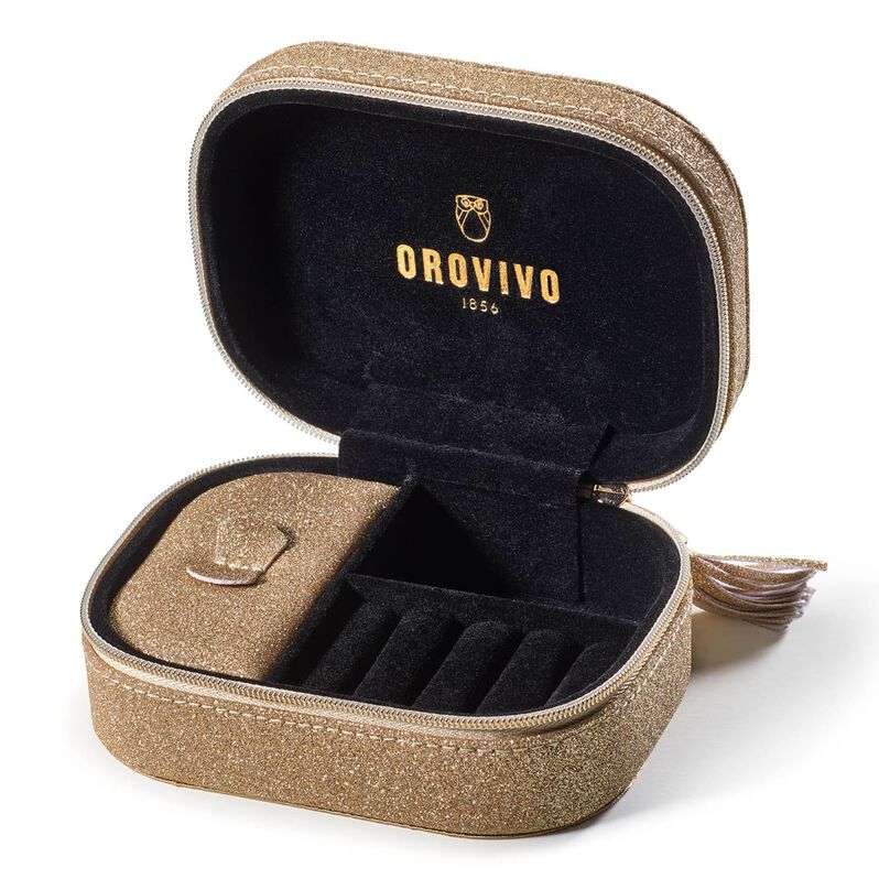 OROVIVO Schmuckschatulle Gold mit 2 F&auml;chern - Schmuck mit Stein Damen | OROVIVO