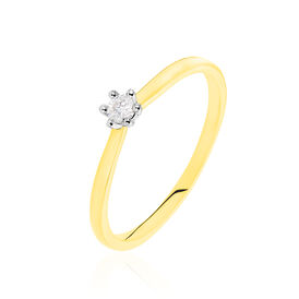 Solitärring Gold 585 Bicolor Diamant 0,1ct - Ringe mit Edelsteinen Damen | OROVIVO