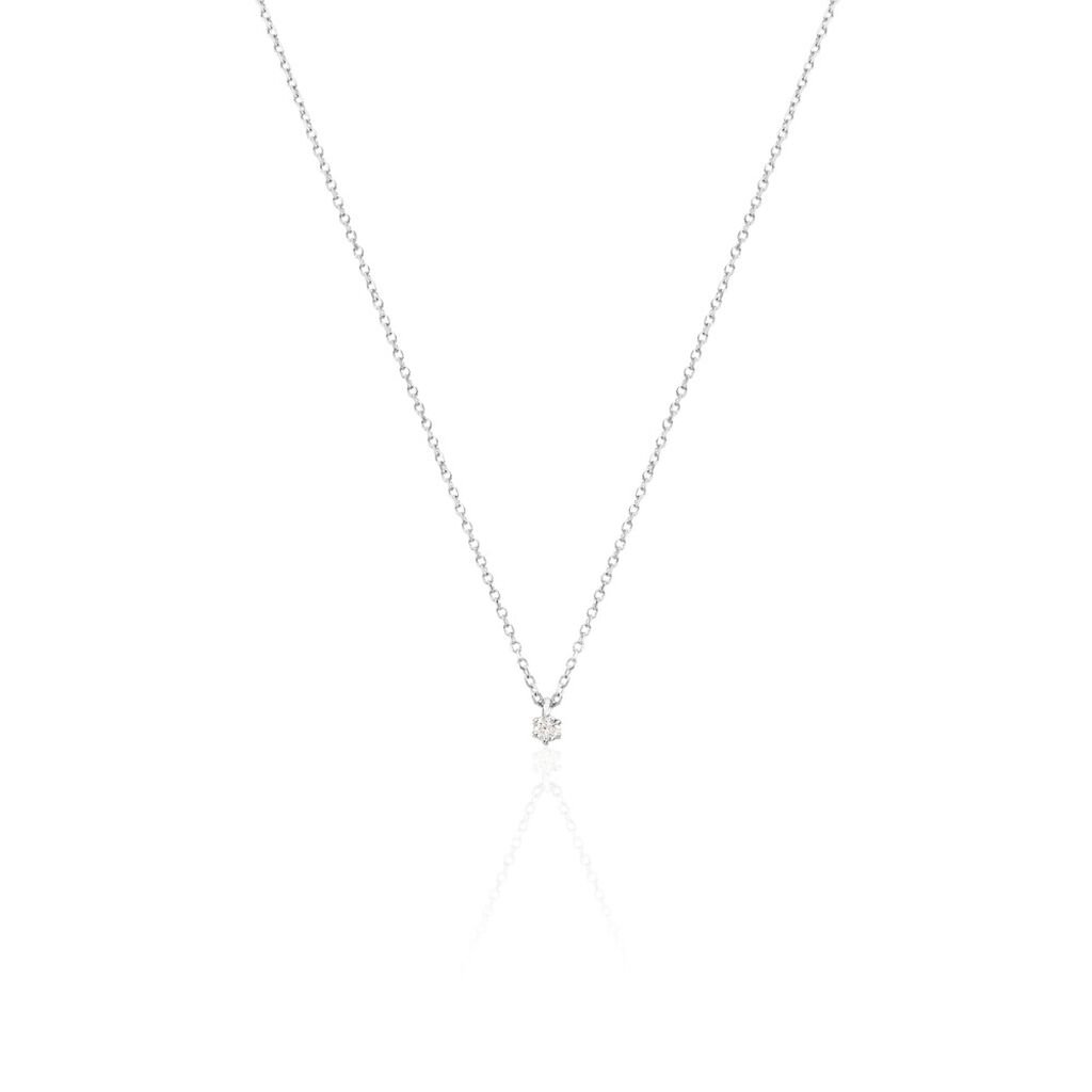 MONOPOLI Damen Collier Weißgold 585 (14 Karat) Diamant Weiß 0,060 ct, Collier mit Stein