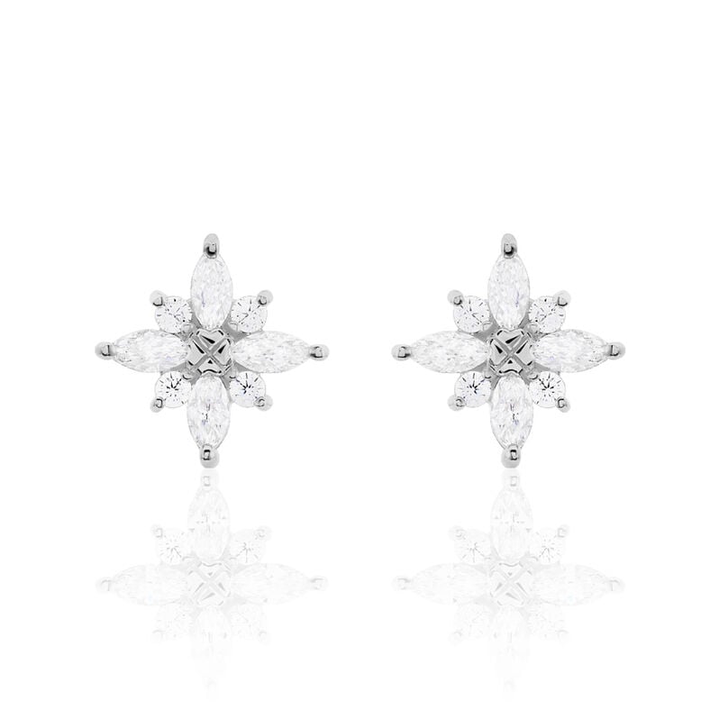 LORRAINE 2 Damen Ohrstecker Silber 925 Zirkonia Wei&szlig; Stern - Ohrstecker Damen | OROVIVO