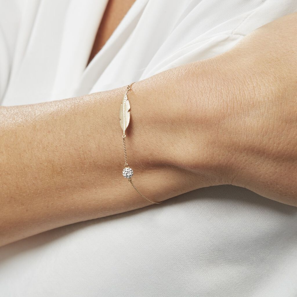 Bracelet Or Jaune Powoo Plume - Spannringe Damen | OROVIVO