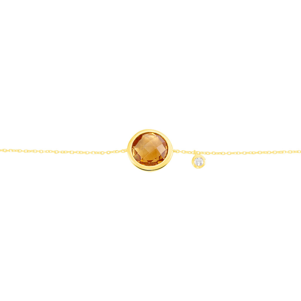 Damen Armband Gold 375 Citrin Cognac 2,03ct Ball Makka 2 - Armbänder mit Anhänger Damen | OROVIVO