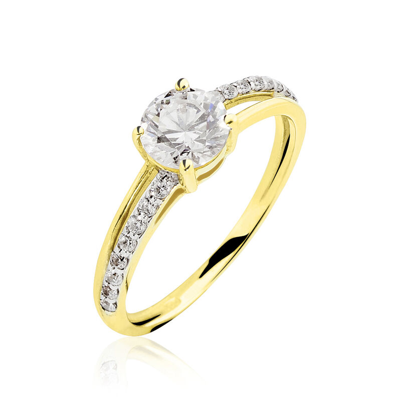 Bague Solitaire Oumy Or Jaune Oxyde De Zirconium - Spannringe Damen | OROVIVO