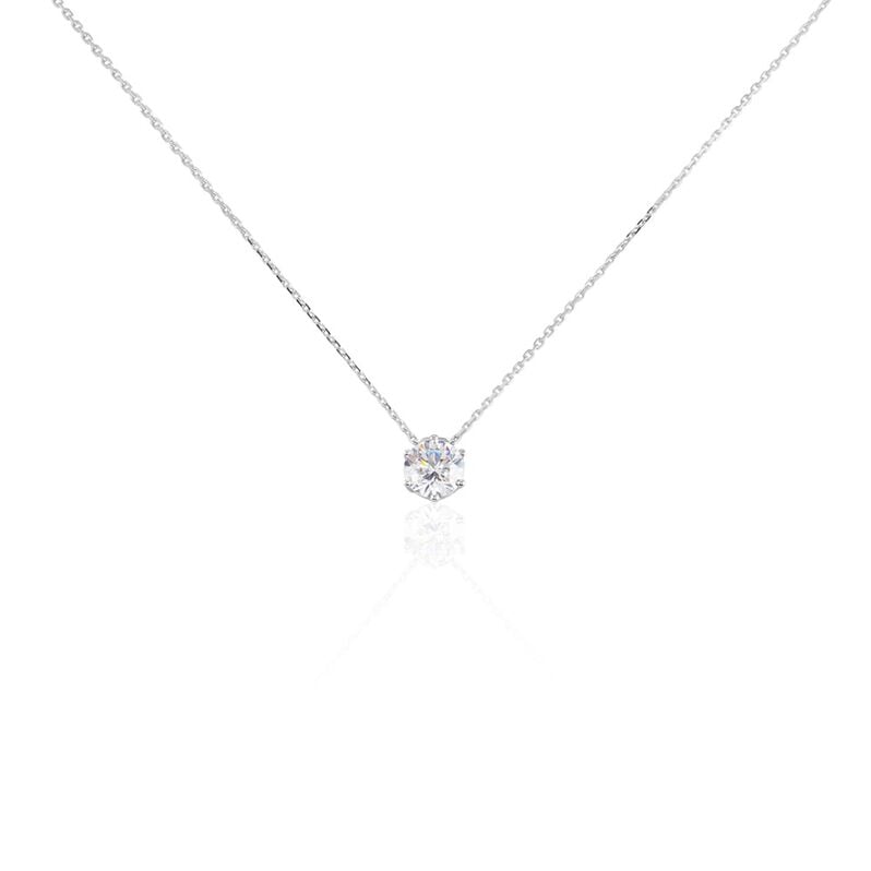 KRAPPE 6 Damen Collier Wei&szlig;gold 375 (9 Karat) Zirkonia Wei&szlig; 1,480 ct - Halsketten Damen | OROVIVO