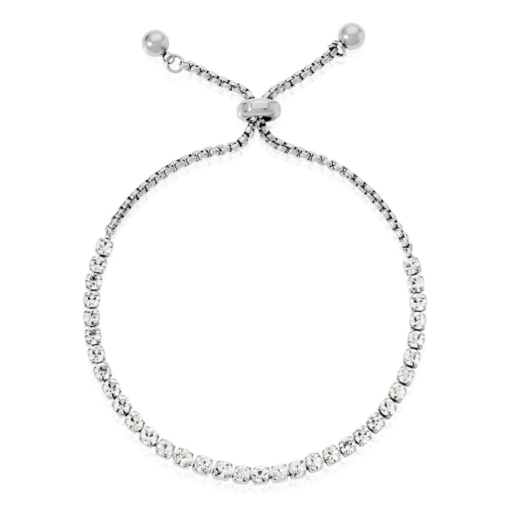 TUULI Damen Armband Edelstahl Kristall Wei&szlig; B 2 mm