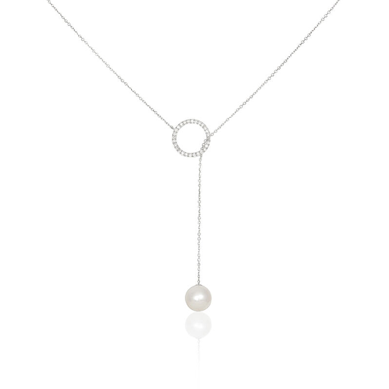 Collier Kaia Or Blanc Diamant Et Perle De Culture - Spannringe Damen | OROVIVO