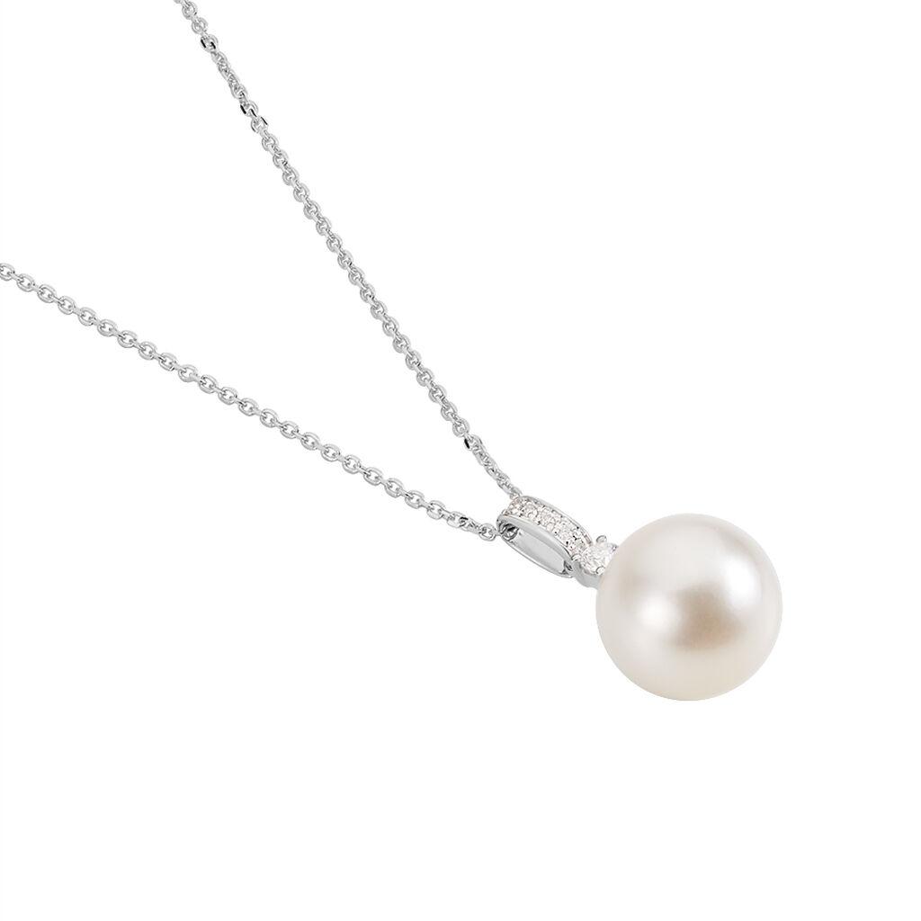 Damen Collier Weißgold 375 Zuchtperle Perlmutt Ball - Halsketten Damen | OROVIVO