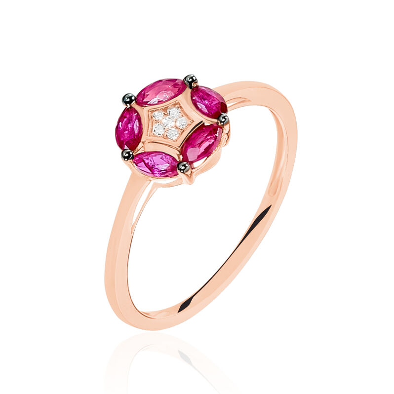 Bague Milana Or Rose Rubis Et Diamant - Spannringe Damen | OROVIVO