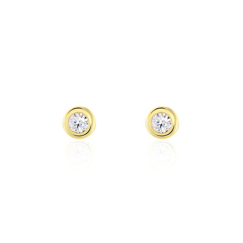 TALIA 2 ZARGE Damen Ohrstecker Gold 375 (9 Karat) Zirkonia Wei&szlig; 0,38 ct Kreis - Ohrstecker Damen | OROVIVO