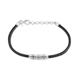 Herren Lederarmband Silber 925 Schwarz - Lederarmbänder Herren | OROVIVO