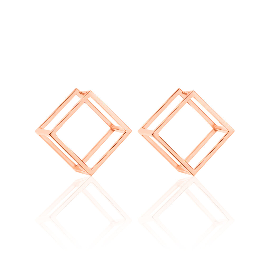 HIJA Damen Ohrstecker Silber rosevergoldet 925 Viereck