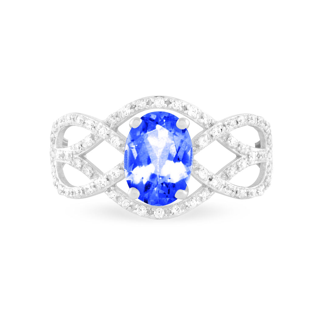 Bague Tina Or Blanc Saphir Et Diamant - Spannringe Damen | OROVIVO