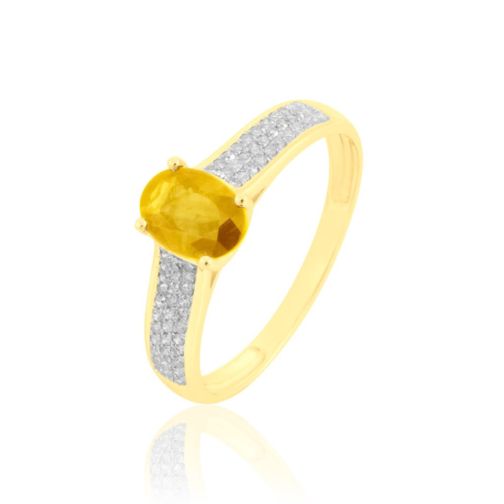 Bague Crista Or Jaune Citrine Et Diamant - Spannringe Damen | OROVIVO
