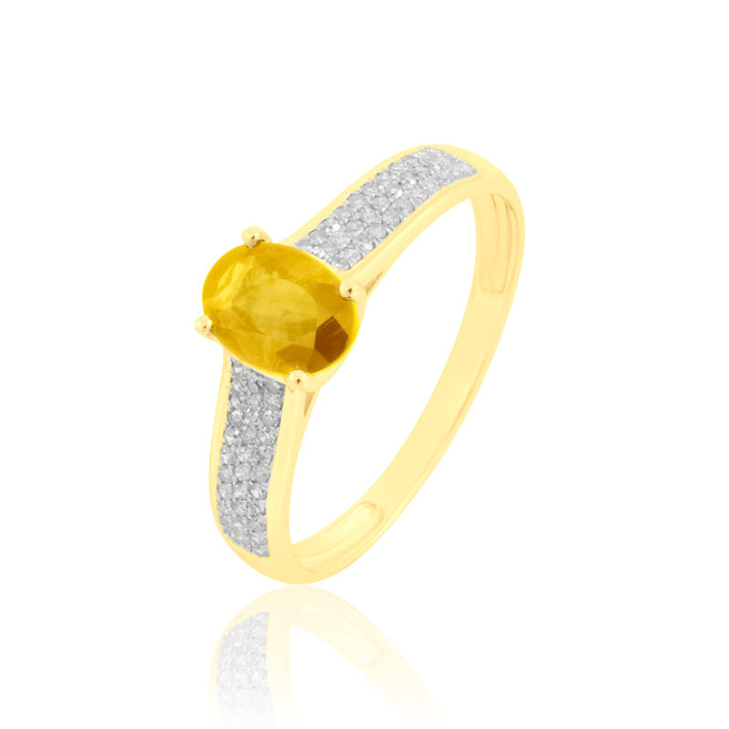 Bague Crista Or Jaune Citrine Et Diamant - Spannringe Damen | OROVIVO