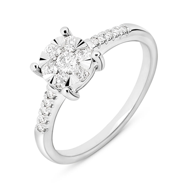 Anello Solitario Petali Oro Bianco Diamante - Spannringe Damen | OROVIVO