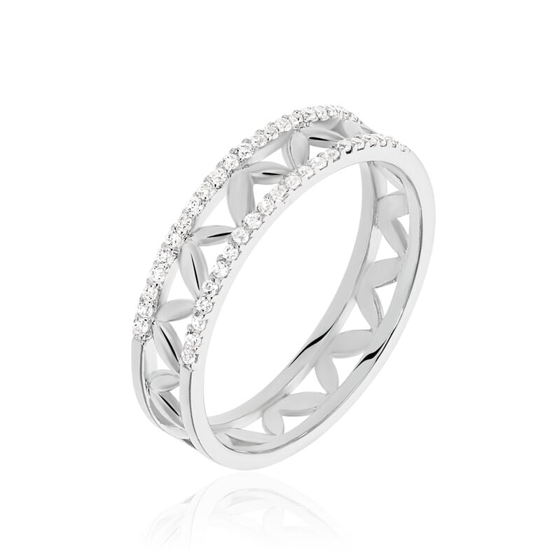 Damen Ring Silber 925 Zirkonia Weiß Blütenblatt - Ringe mit Stein Damen | OROVIVO
