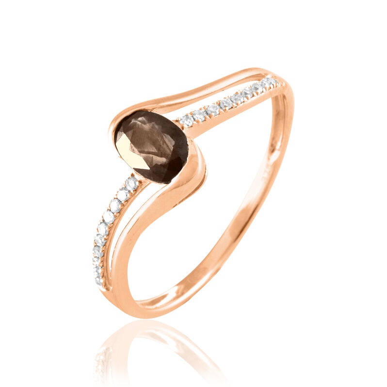 Bague Anja Or Rose Quartz Et Diamant - Spannringe Damen | OROVIVO