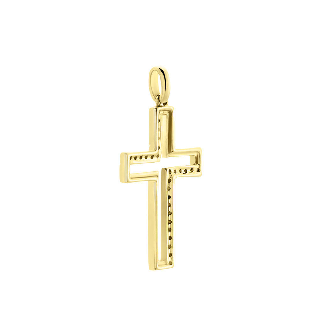  Anhänger Gold 375 Diamant 0,08ct Religiöses Kreuz  - Schmuckanhänger Damen | OROVIVO