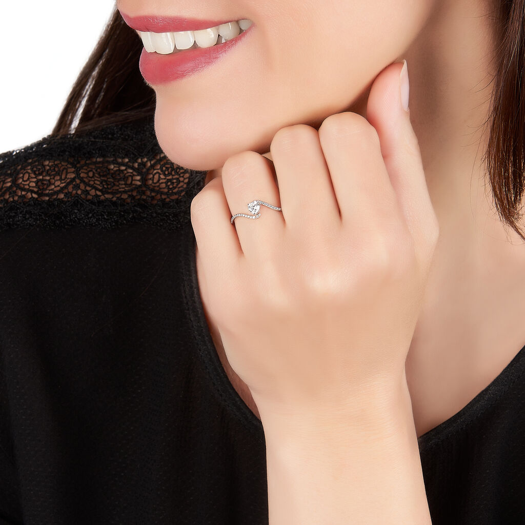 Bague Ariles Or Blanc Oxyde De Zirconium - Spannringe Damen | OROVIVO