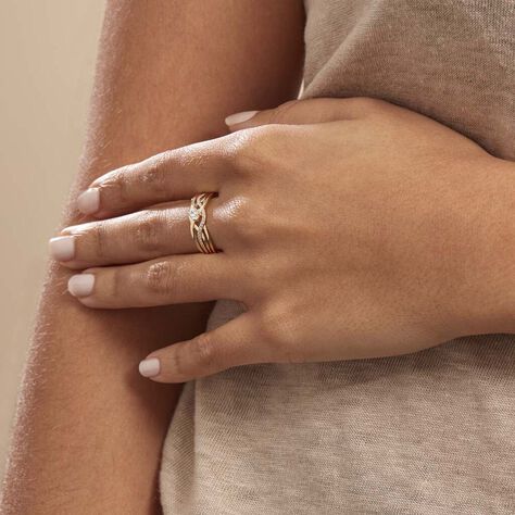 Damen Ring Gold 375 Zirkonia Welle Harmonia  - Solitärringe Damen | OROVIVO